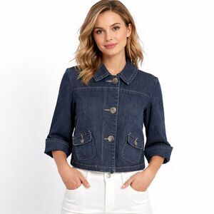 A.M.I. Y2K Jean Jacket Size Small 3/4 Sleeve NWOT